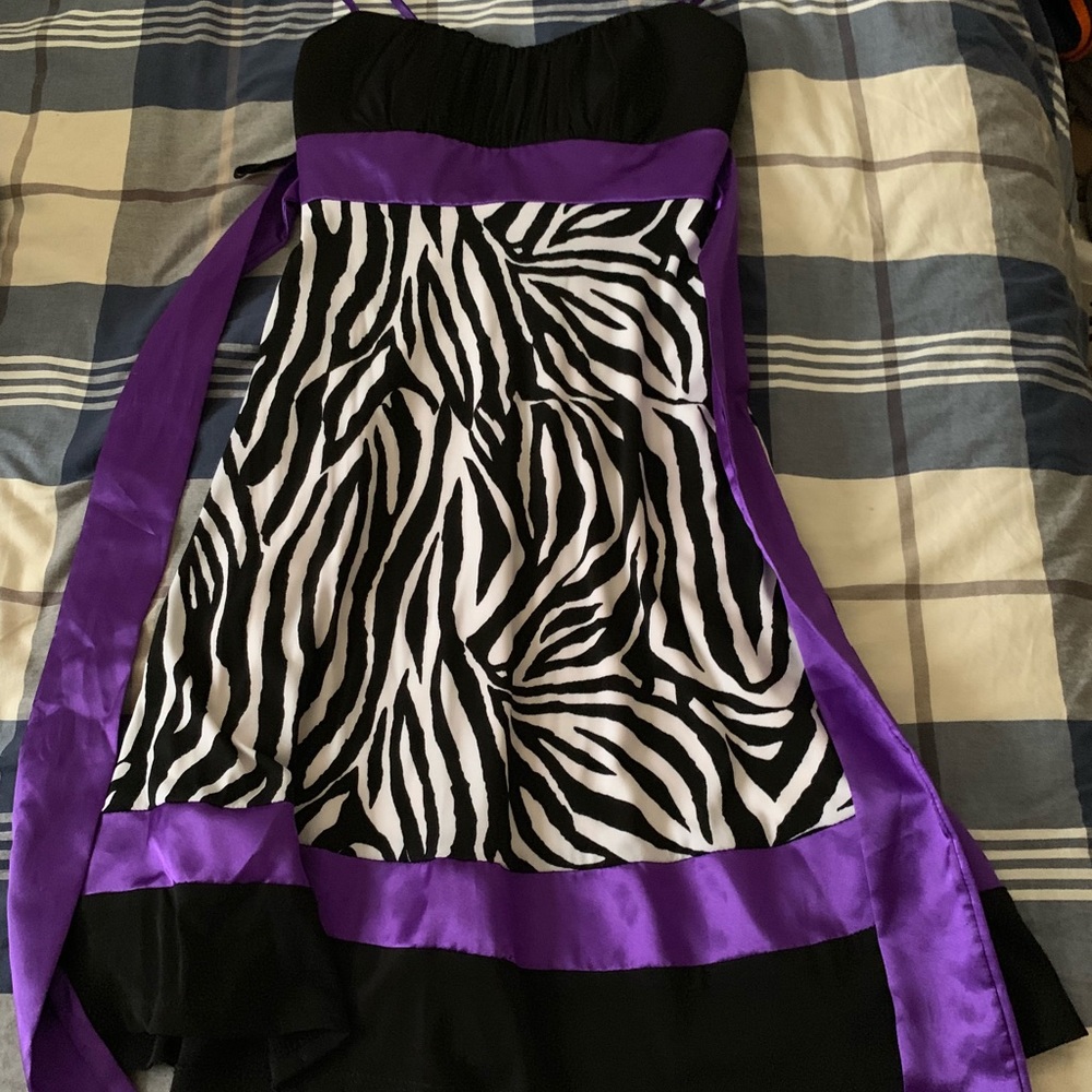 Spaghetti straps zebra dress
